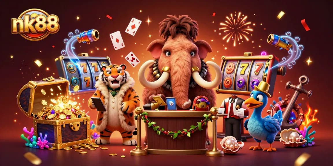 Experience thrilling gameplay at nk88, featuring vibrant casino elements and animated characters.