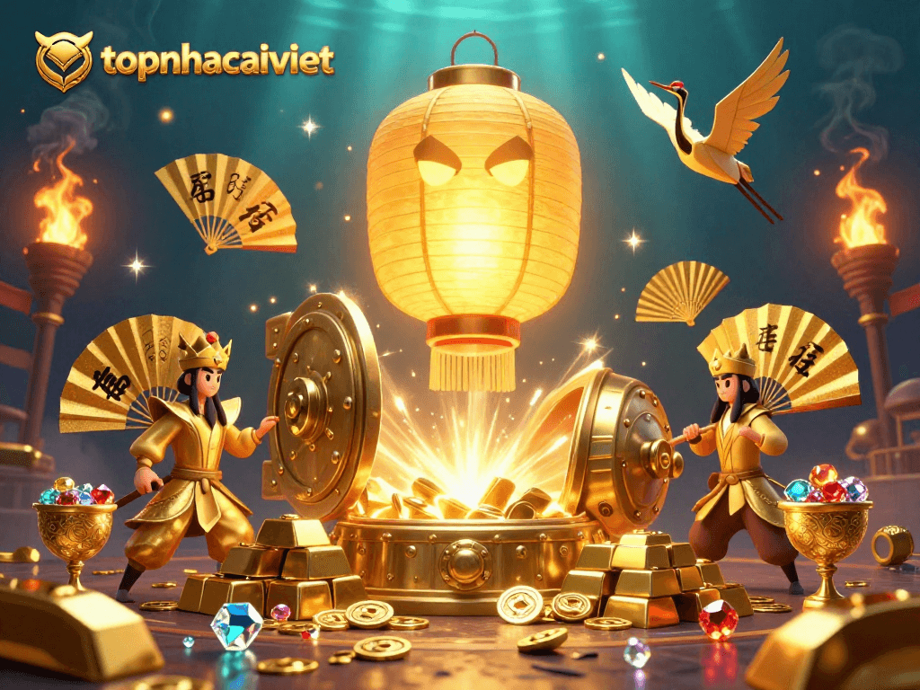 Experience thrilling gameplay at topnhacaiviet with golden lantern spirits and vibrant casino treasures.