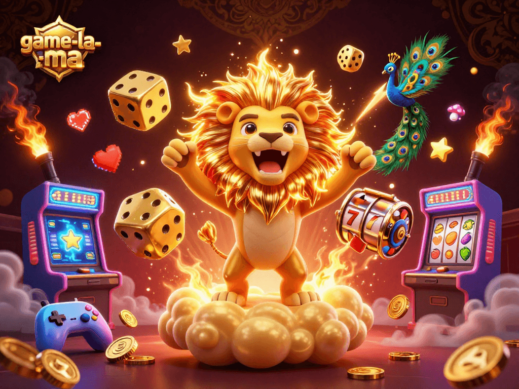 Engage with game-la-ma's vibrant casino scene featuring lively characters, slots, and colorful gaming elements.