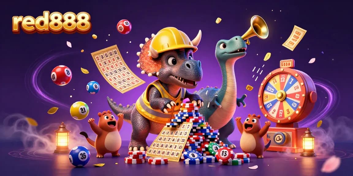 Cheer on winning strategies at red888 with a fun casino parade featuring dinosaurs and lottery excitement!