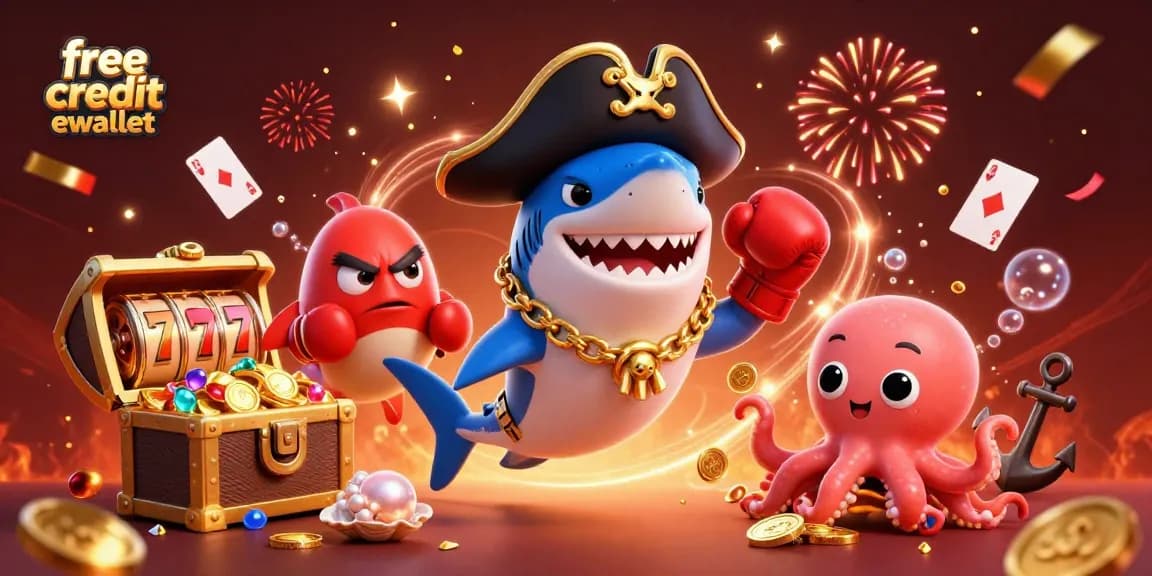 Win with free credit ewallet while enjoying slots and festive underwater fun!
