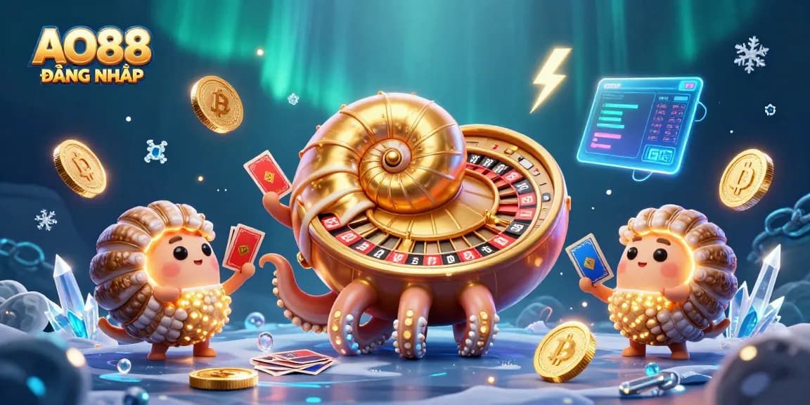 Engage with AO88 ĐĂNG NHẬP as you explore the thrilling casino world with a vibrant 3D illustration.