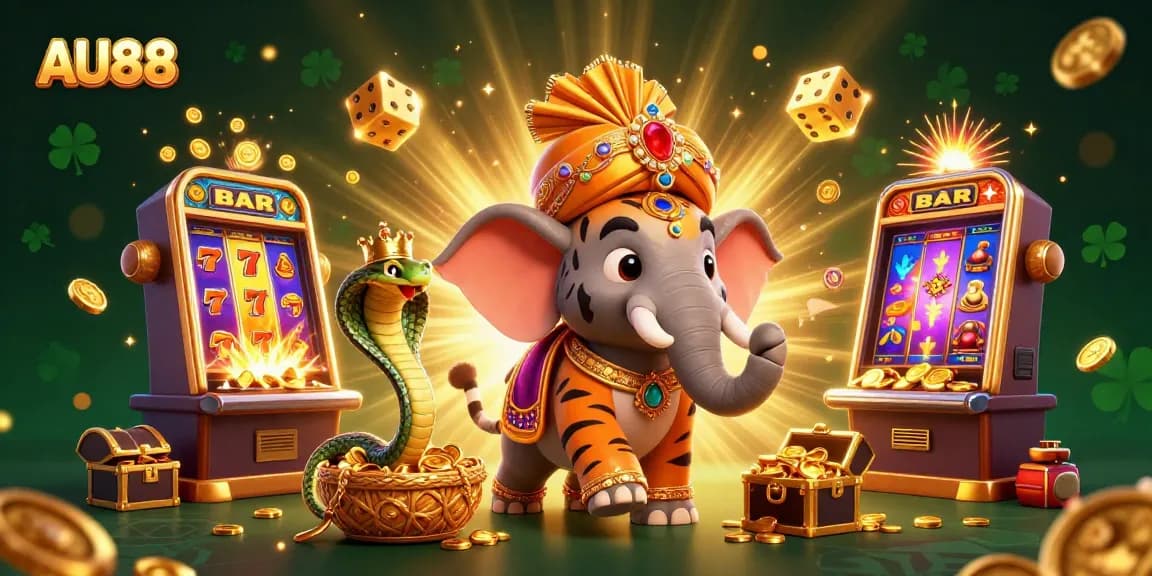 Experience the excitement at AU88 with a vibrant 3D casino scene featuring a winning jackpot.