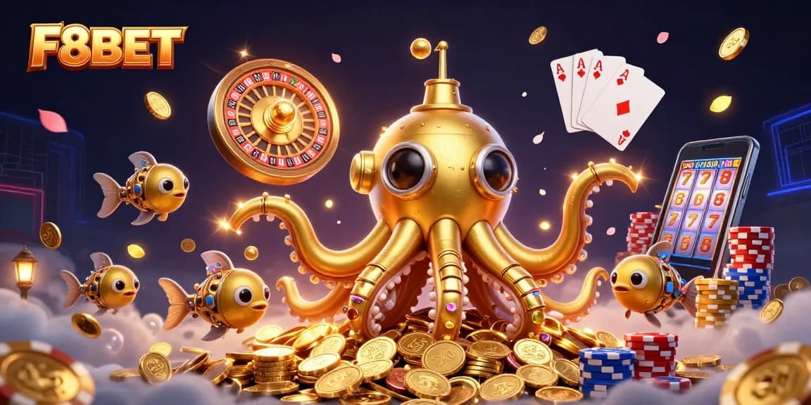 Experience thrilling gameplay with F8BET's vibrant casino scene filled with treasures and excitement