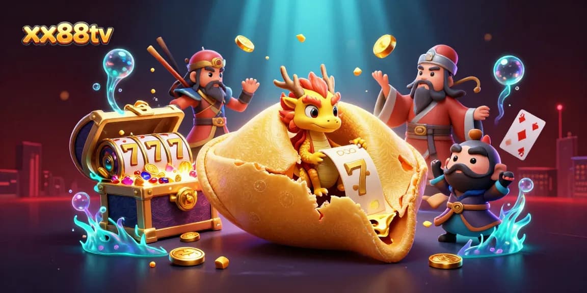 Spin the reels and win big with xx88tv in this vibrant online casino illustration!