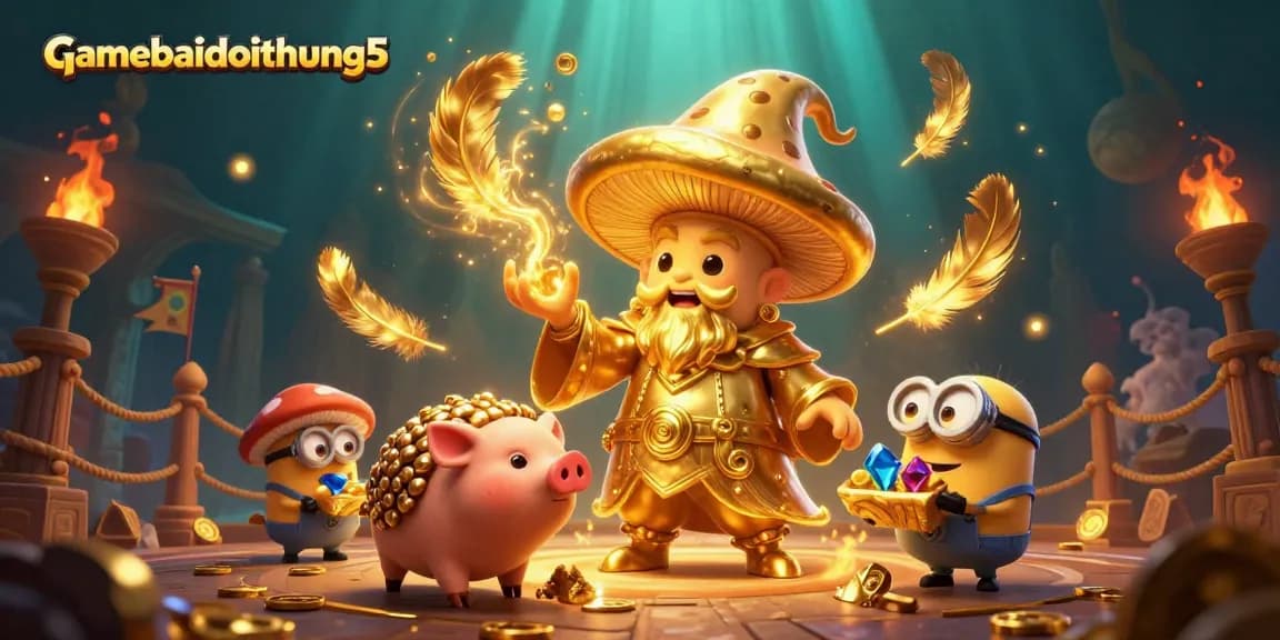 Experience 3D adventure with gamebaidoithuong5 and magical treasures in a vibrant casino scene.
