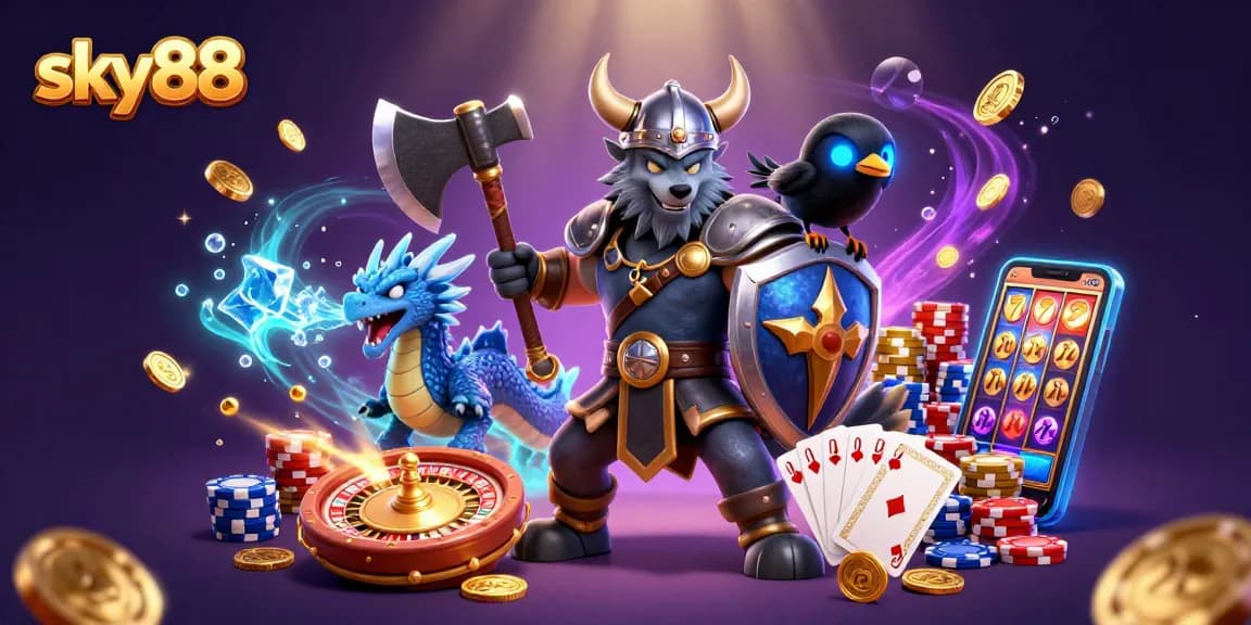 Play exciting games at sky88 with vibrant casino elements and engaging characters.