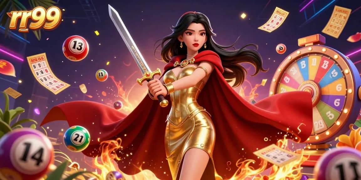 Engage in thrilling games at rr99 with vibrant lottery elements and a warrior queen enhancing the excitement.