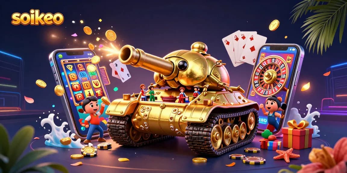 Experience thrilling gameplay at soikeo with a vibrant 3D casino scene featuring dynamic game elements.