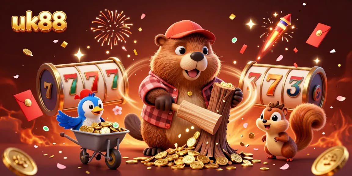 Experience exciting gameplay as uk88 players gather golden treasures in a lively casino-themed scene.