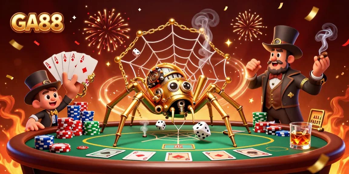 Experience thrilling gameplay with GA88 at this vibrant, steampunk-inspired casino scene.