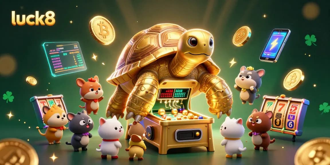 Experience the excitement of luck8 with vibrant casino-themed 3D elements and characters at play.