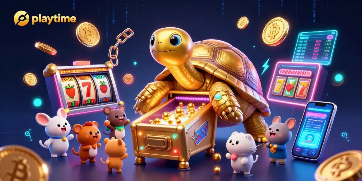 Playtime offers vibrant slot gaming excitement with animated characters and colorful game elements.