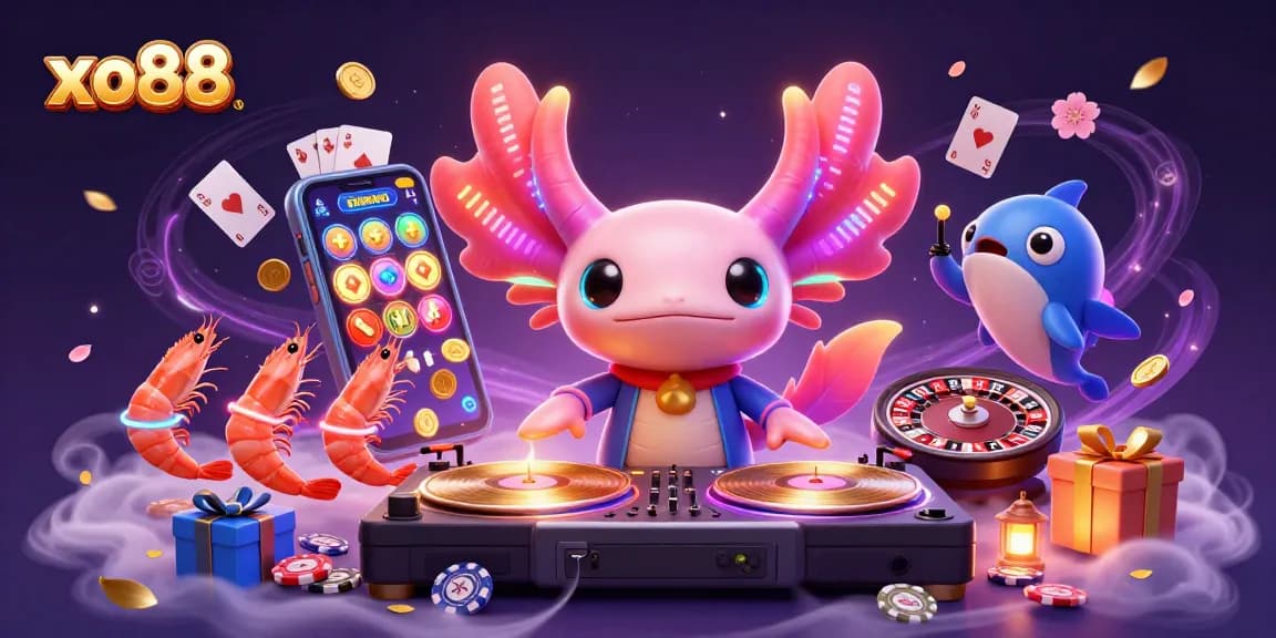 Engage with the vibrant xo88 casino scene featuring lively characters and dynamic gaming elements.