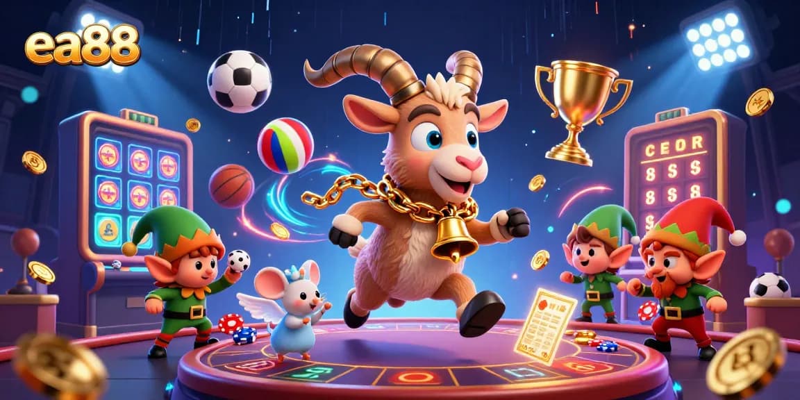 ea88 casino featuring Krampus, an angel mouse, and elf gremlins amidst jackpot action.