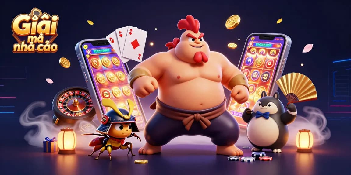 Engage in Giãi mã nhà cái with a vibrant scene featuring casino elements and dynamic characters.