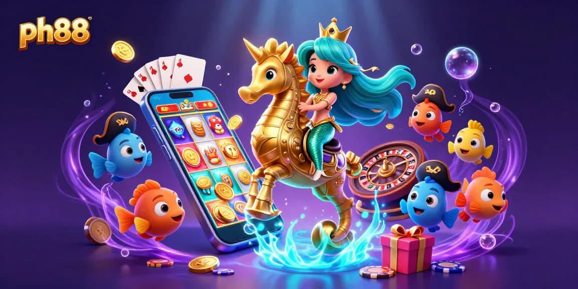Experience the excitement of ph88 with a colorful underwater casino adventure featuring vibrant characters and dynamic game elements.