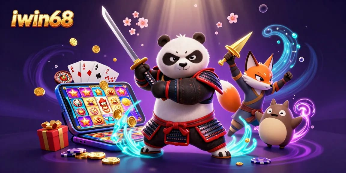 Spin iconic slots and jackpots at iwin68 while unleashing the power of a samurai panda and ninja fox!