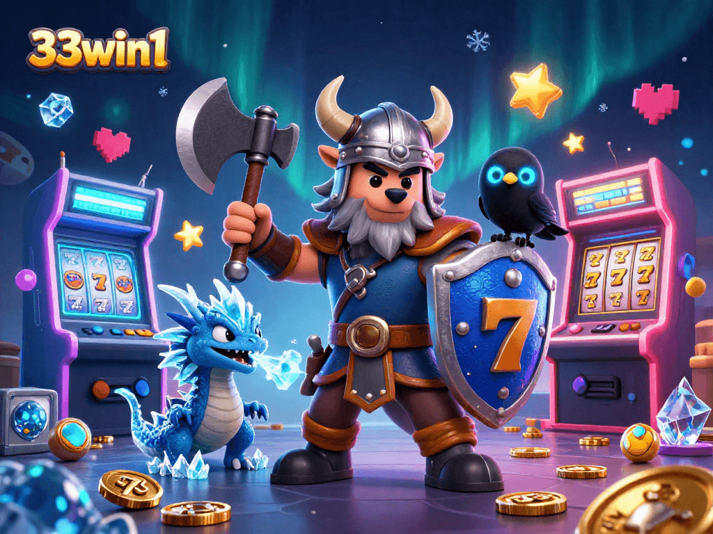 Experience winning strategies at 33win1 with a dynamic illustration showcasing heroic gaming champions.