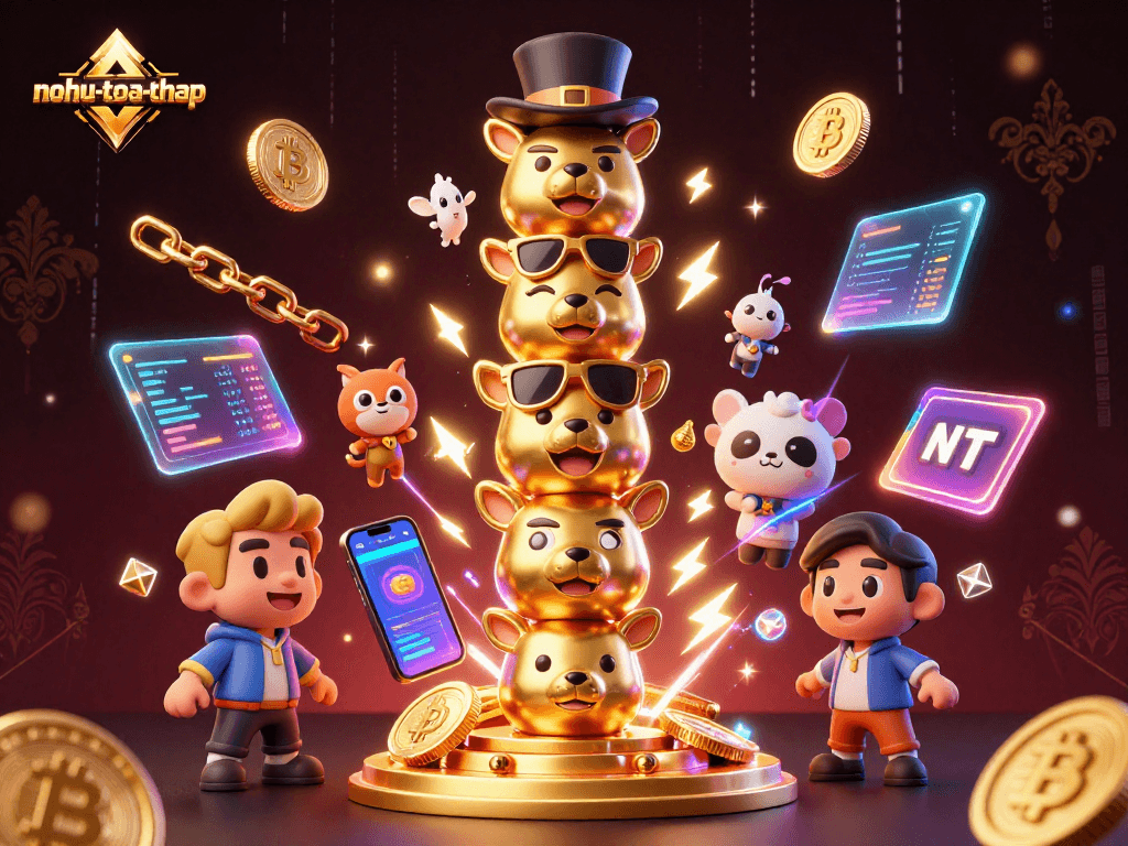 Play and win in nohu-toa-thap with dynamic 3D totem and crypto elements.