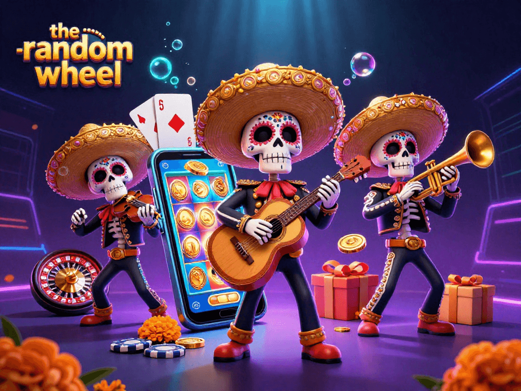 Engage with the-random-wheel's vibrant 3D mariachi scene filled with exciting casino elements.