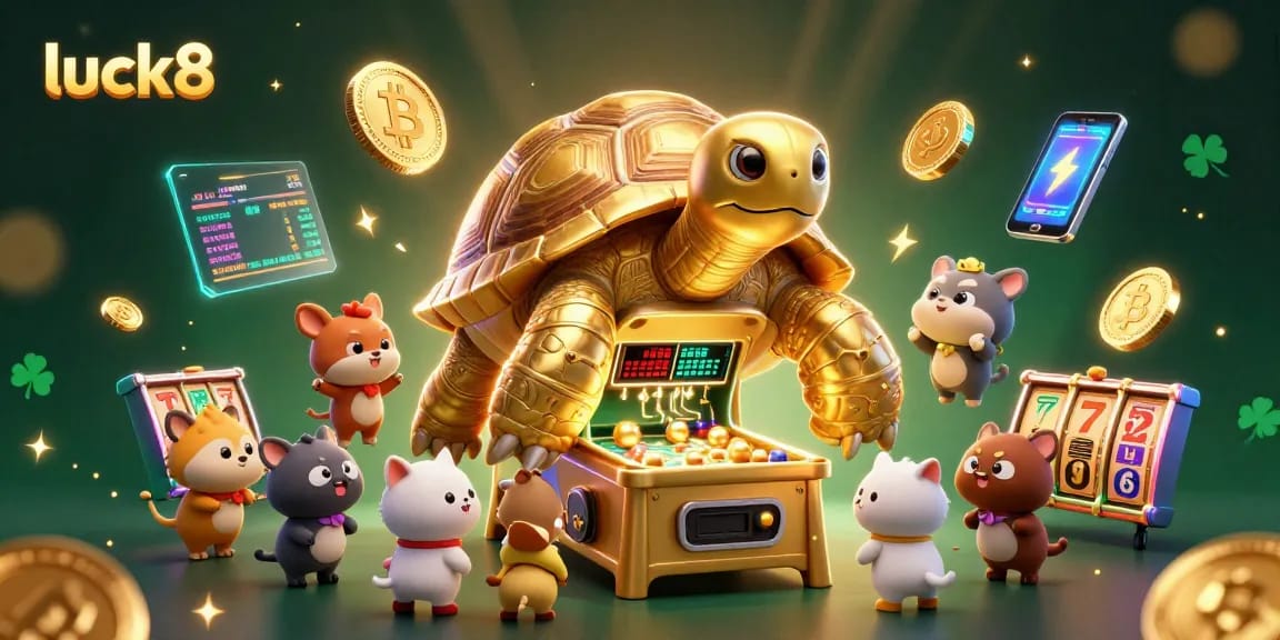 Experience the excitement of luck8 with vibrant casino-themed 3D elements and characters at play.