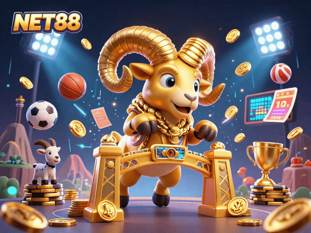 Engage with NET88: Experience thrilling sports betting with dynamic 3D illustration.