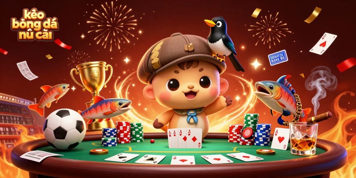 Engage in thrilling sports betting with kèo bóng đá nhà cái amidst a vivid, dynamic casino scene.