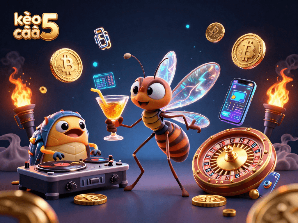 Engage in thrilling gameplay at kèo nhà cái 5 with vibrant characters and crypto elements.