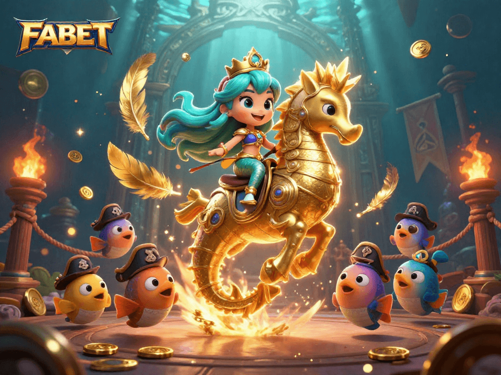 Experience FABET's exhilarating gameplay with a vivid illustration of a mermaid princess and dynamic casino elements.