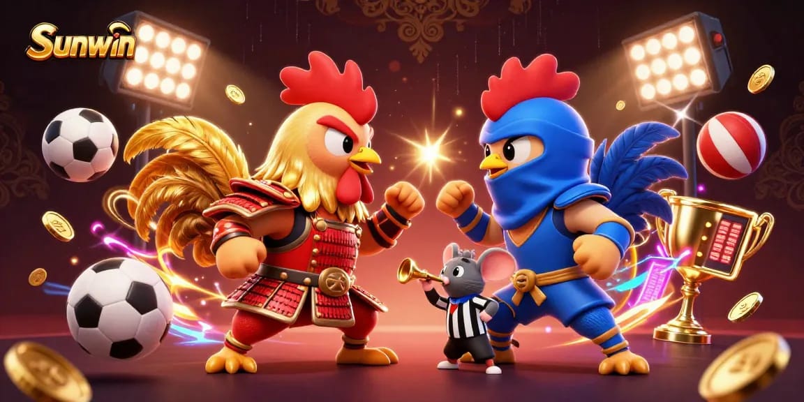 Engage with thrilling cockfighting action at Sunwin, showcasing vibrant 3D dynamic elements and intense competition.