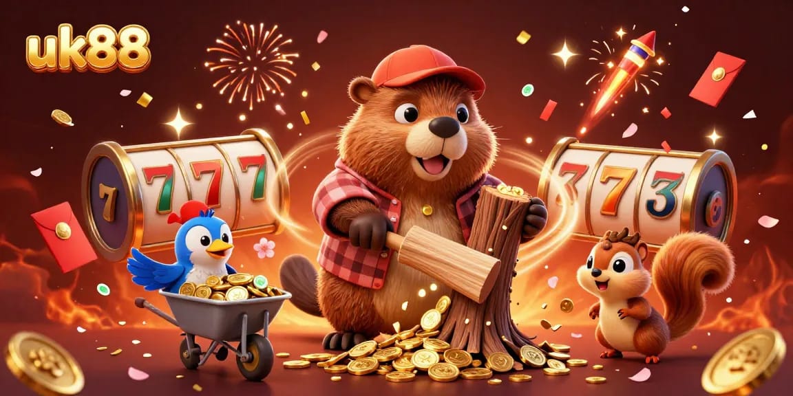 Experience exciting gameplay as uk88 players gather golden treasures in a lively casino-themed scene.