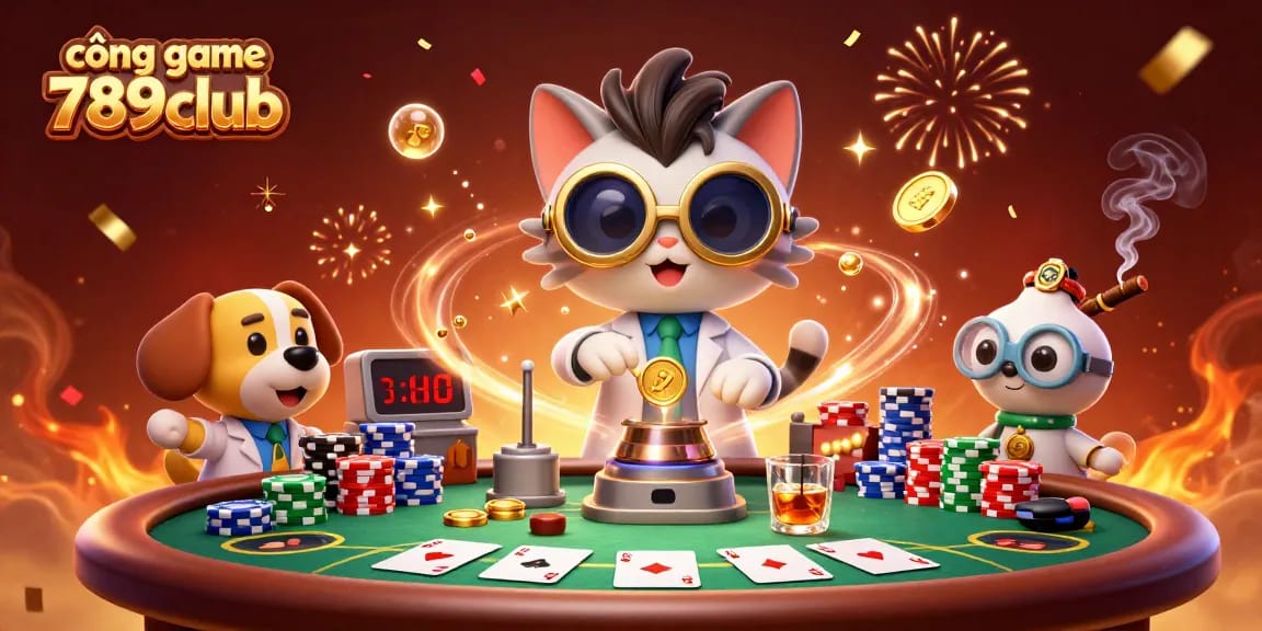 Experience the excitement of cổng game 789club with vibrant casino elements in a lively 3D illustration.