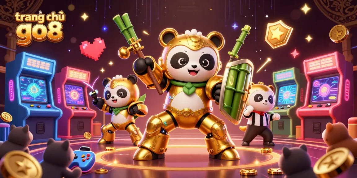 Experience the excitement of trang chủ go8 with a dynamic 3D gambling arena illustration filled with joyful characters.