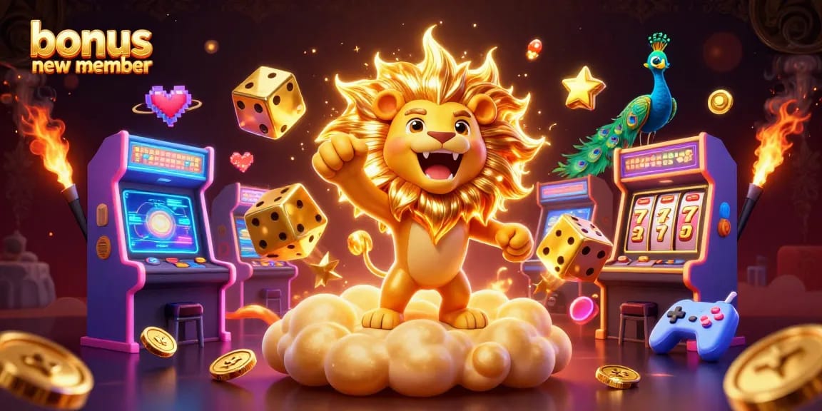 Engage with slot games using our bonus new member offer; vibrant 3D casino illustration representing excitement.