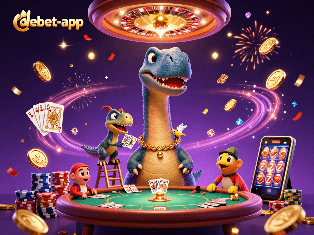 Play the debet-app for thrilling casino action with a vivid 3D dinosaur theme!