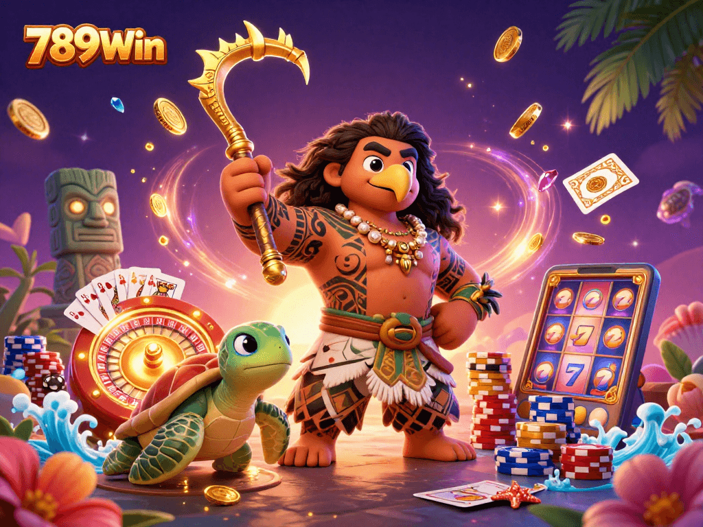 Experience thrilling wins at 789Win with vibrant casino elements and enchanting characters.