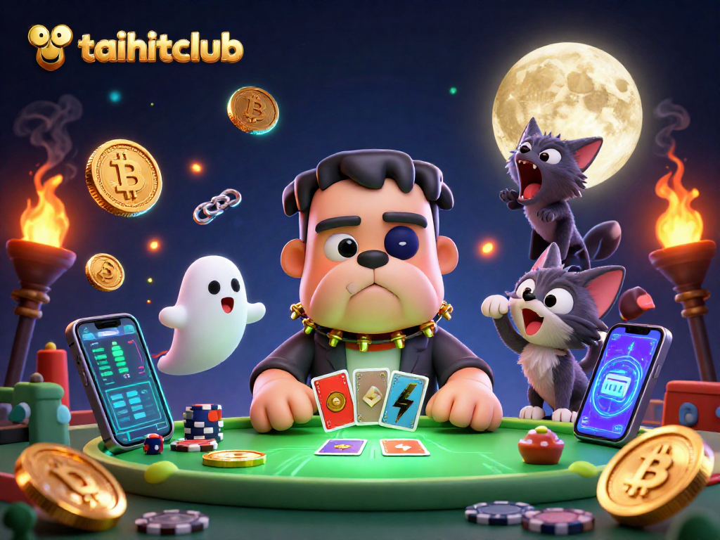 Engage with taihitclub while watching a cartoon bulldog deal cards at a thrilling online casino.