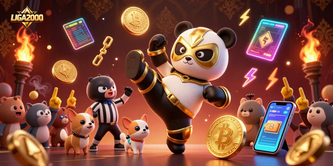 LIGA2000 menawarkan permainan online yang mendebarkan dengan adegan energik seorang panda pegulat dan elemen kripto.