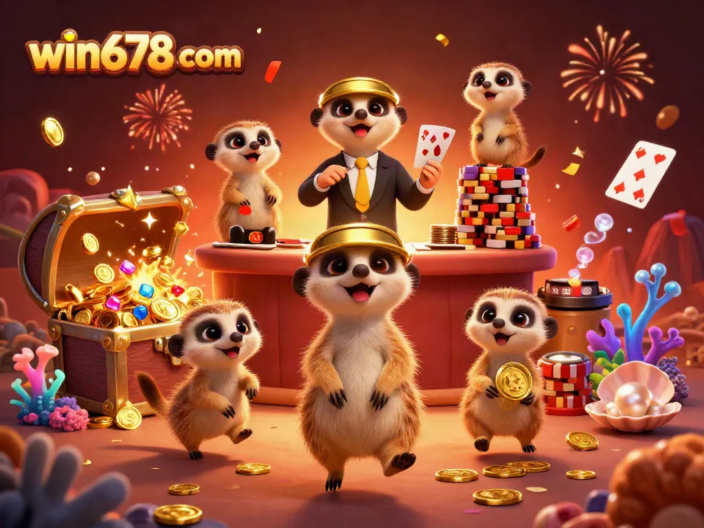 Experience the thrills of win678 com with a lively meerkat casino scene featuring exciting games and visuals.
