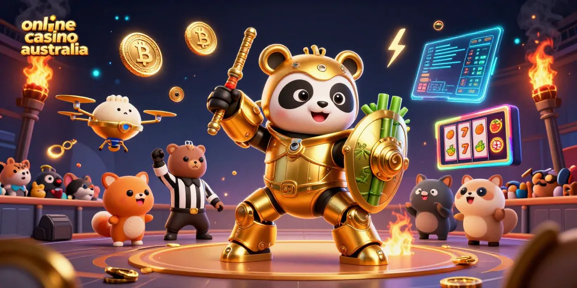 Engage with the online casino australia scene featuring vibrant characters and crypto elements.