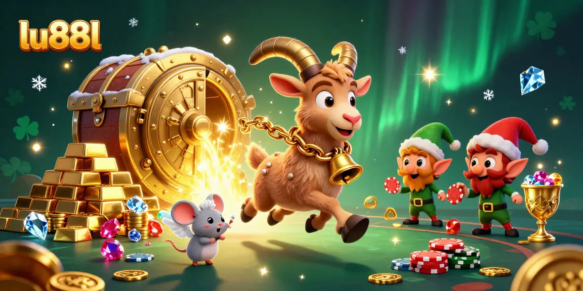 Experience thrilling wins at lu88l's holiday-horror casino featuring playful characters amidst sparkling treasures.