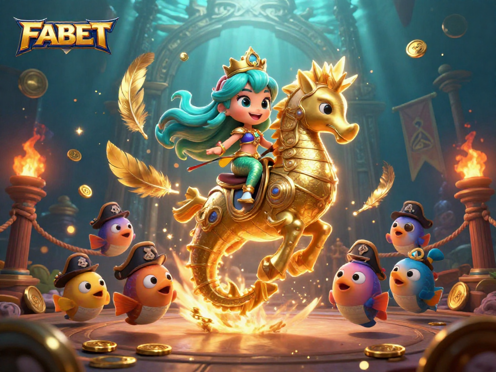 Experience FABET's exhilarating gameplay with a vivid illustration of a mermaid princess and dynamic casino elements.