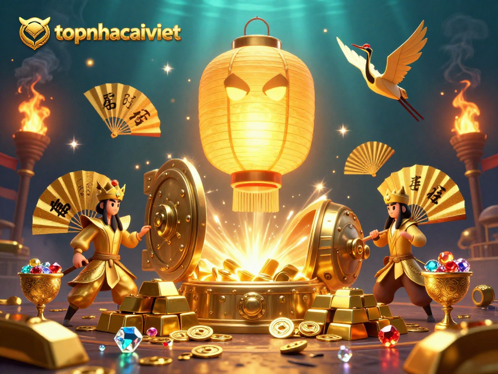 Experience thrilling gameplay at topnhacaiviet with golden lantern spirits and vibrant casino treasures.