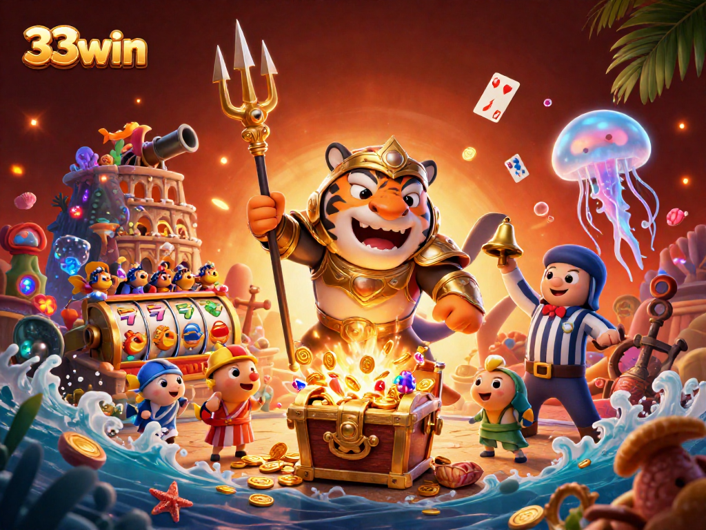 Engage in thrilling jackpots with 33win featuring an underwater colosseum and vibrant action.