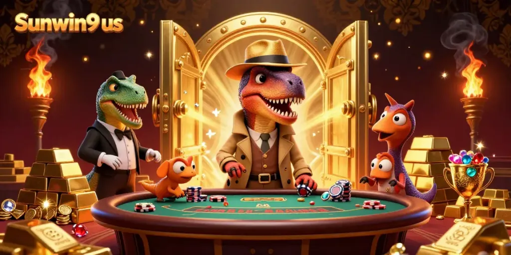 Experience thrilling gameplay with Sunwin9 us in a vibrant, cartoonish casino scene packed with excitement.
