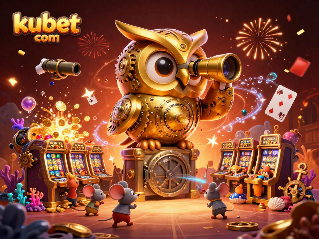Experience thrilling wins at kubet com with a vibrant 3D casino scene featuring lively characters and game elements.