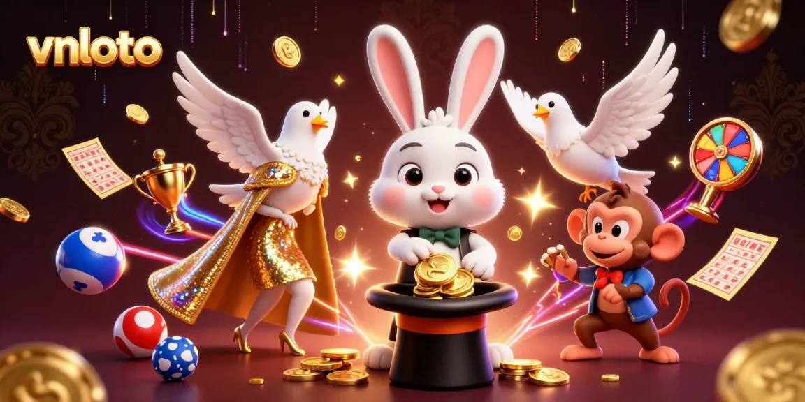 Experience the thrill of winning at vnloto with magical symbols and vibrant action in this captivating illustration.