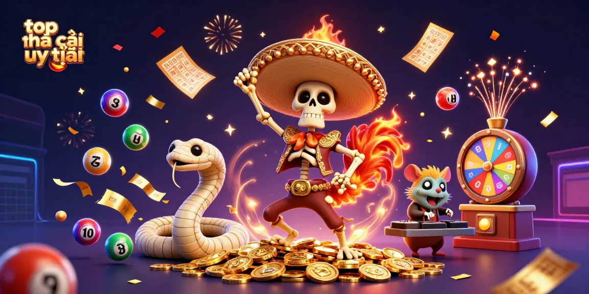 Engage in thrilling bets with top nhà cái uy tín as festive characters celebrate amid vibrant casino elements.