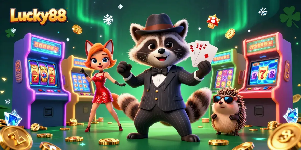 Experience thrilling gameplay on Lucky88 as a raccoon wins big with a royal flush.